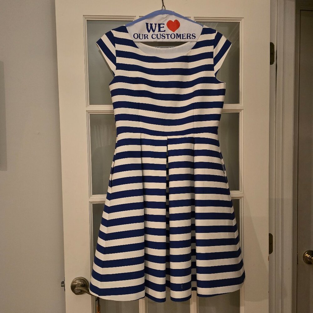 Kate spade blue and white stripes box pleat dress - Picture 2 of 4